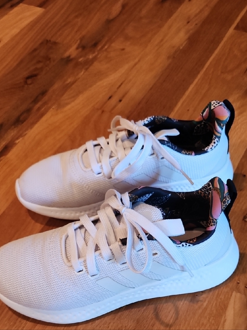 adidas White Sneakers with Multicolor Printed Lining